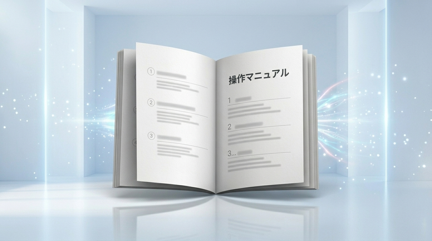 操作方法のマニュアル冊子が開かれている状態